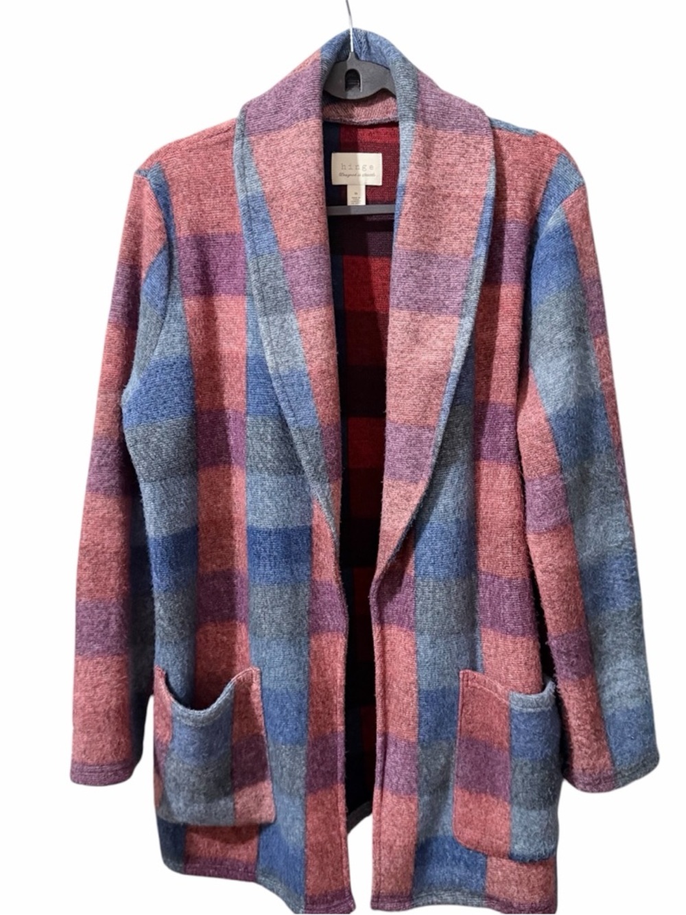 Hinge Checkered Flannel Oversized Cardigan Coat